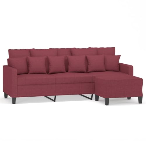 wenjingqi 3201095 3-Sitzer-Sofa mit Stoffhocker, Rot, 180 cm von Genérico