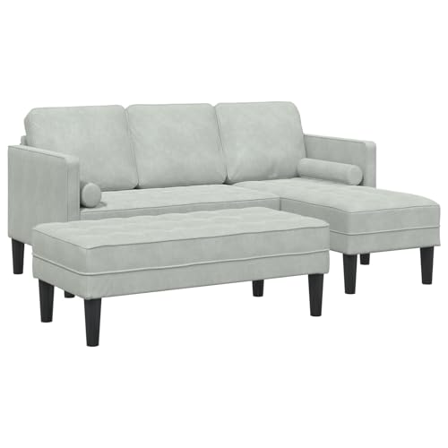 wenjingqi 3329264 Gartensofa mit Bank und Kissen in L-Form, weich, Hellgrau von Genérico