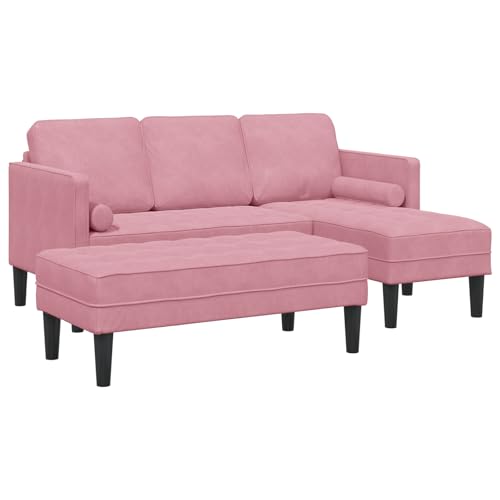 wenjingqi 3329268 Gartensofa mit Bank und Kissen aus rosa Samt in L-Form wenjingqi 3329268 Gartensofa mit Bank und Kissen aus rosa Samt in L-Form von Genérico