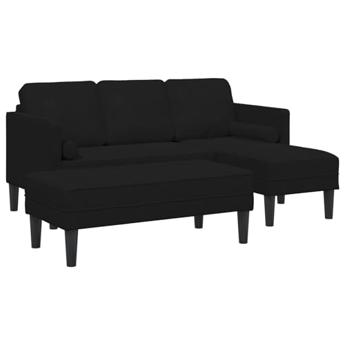 wenjingqi 3329270 Gartensofa mit Bank und Kissen in L-Form aus schwarzem Samt wenjingqi 3329270 Gartensofa mit Bank und Kissen in L-Form aus schwarzem Samt von Genérico