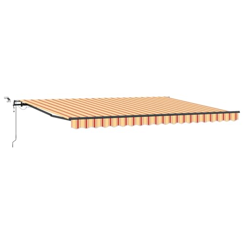 wenjingqi 3331096 Automatische einziehbare Markise mit LED, Gelb und Orange, 450 x 350 cm von Genérico