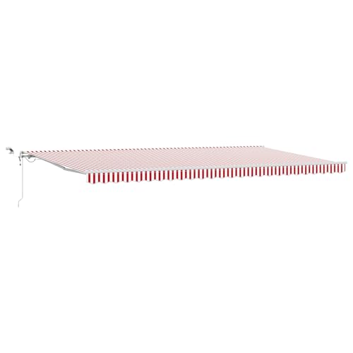 wenjingqi 3331720 Automatische einziehbare Markise mit roten Streifen und LED, 600 x 350 cm von Genérico