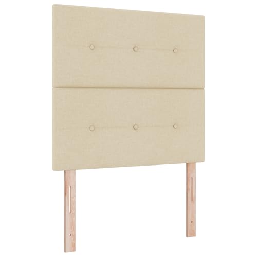 wenjingqi 3342828 Boxspringbett & Matratze mit LED Licht in Creme, 80x200 cm, Stoff von Genérico