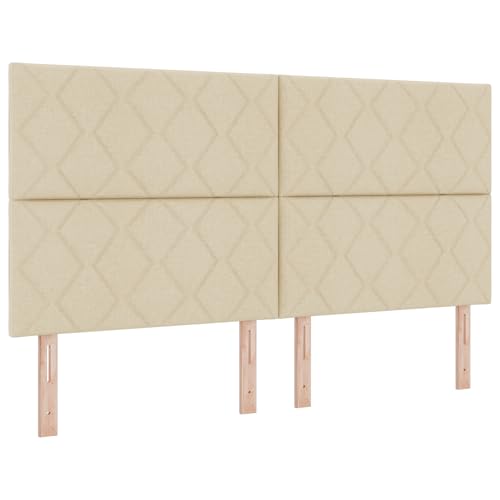 wenjingqi 3342968 Bett mit Lattenrost, Matratze und LED-Licht in Creme - 180 x 200 cm aus Stoff von Genérico