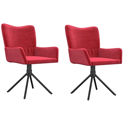 wenjingqi 344814 Esszimmerstühle, drehbar, Samt, Rot, 2 Stück von Genérico
