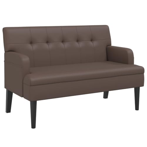 wenjingqi 372150 Bank mit Rückenlehne, Kunstleder, Braun, 112 x 65,5 x 75 cm von Genérico