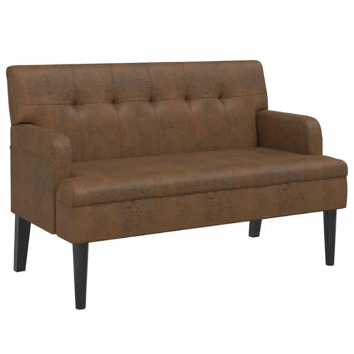 wenjingqi 372155 Bank mit Rückenlehne, Kunstleder, Braun, 112 x 65,5 x 75 cm von Genérico