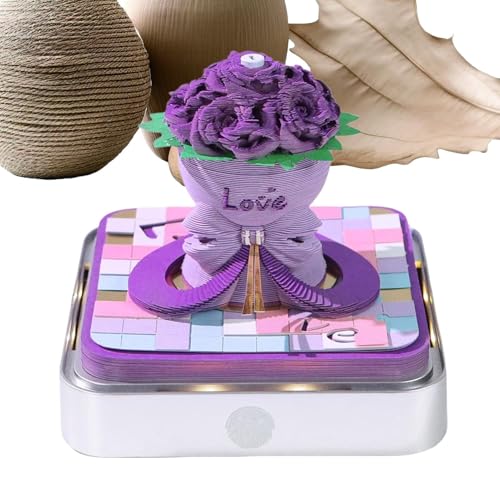 3D-Kalender 2026 | Mini-Tischkalender 3D in Rosenform, zum Abreißen, mit LED-Beleuchtung und Acrylrahmen, für Weihnachten, Housewarming Thanksgiving 3D-Kalender 2026 | Mini-Tischkalender 3D in Rosenform, zum Abreißen, mit LED-Beleuchtung und Acrylrahmen, für Weihnachten, Housewarming Thanksgiving von Générique