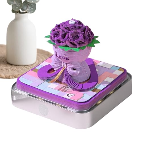 3D-Kalender 2026 – Notizblock in 3D-Form in Rosenform, abnehmbarer Notizblock mit LED-Beleuchtung und Acryl-Box für Weihnachts- und Heimgeschenke von Générique