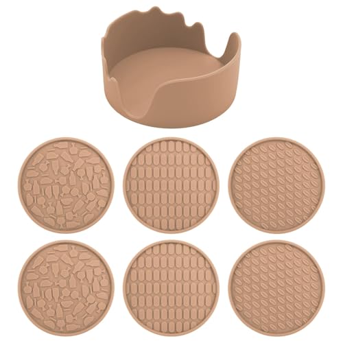 6 Untersetzer aus Silikon – Getränkeuntersetzer, Untersetzer für Couchtische – Silikon Coaster Set von Générique