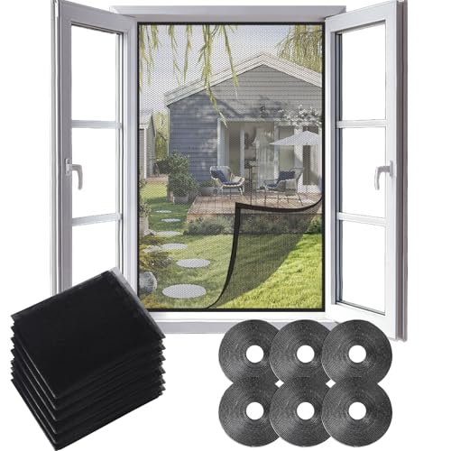 6pcs Moskitonetz Fenster, Fliegengitter Fenster, DIY Selbstklebende Mückenschutz Fenster, Selbstklebendes Moskitonetz Fenster, Mosquito Net Window, Insektenfenster Bildschirm 130cm x 150cm von Générique