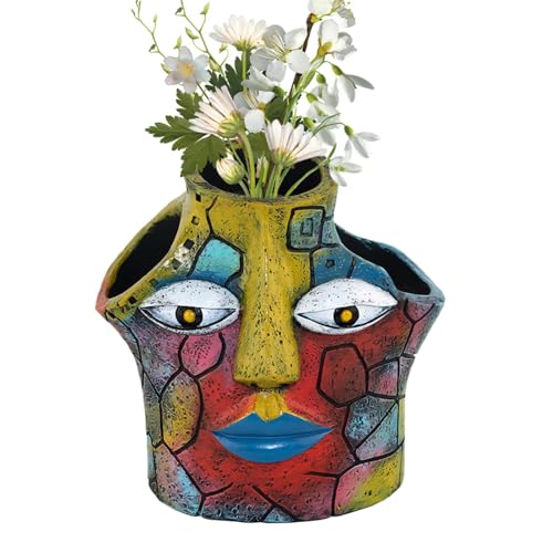 Abstrakter Pflanztopf, Gesichts-Blumentopf, buntes Gesicht, Blumenkübel, bunt, abstrakt, Kunstharz, Blumenkübel für , Beauty-Gesicht, , Sukkulentopf, Kunstharz für Töpfe und Zimmerpflanzen von Générique