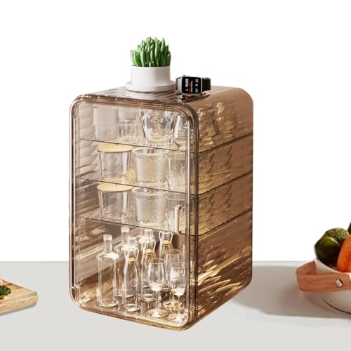 Abtropfgestell für Tassen, staubdicht, transparente Aufbewahrungsbox für Schreibtisch, Aufbewahrungsbox aus transparentem Acryl, staubdichter Tassen-Organizer | mehrschichtiger Aufbewahrungs-Organizer von Générique