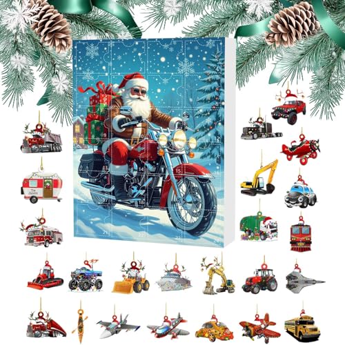 Adventskalender Countdown-Kalender, 24 Weihnachtsdeko für Haustür, saisonale Vitrine mit Transporthema aus Acryl, Urlaubsanhänger für zu Hause von Générique