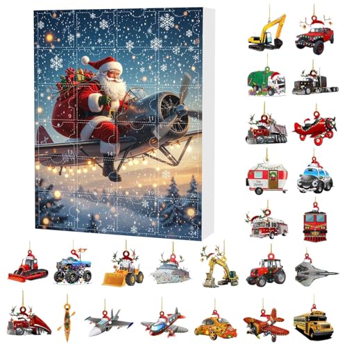 Adventskalender Countdown-Kalender, 24 Weihnachtsdeko für Haustür, saisonale Vitrine mit Transporthema aus Acryl, Urlaubsanhänger für zu Hause von Générique
