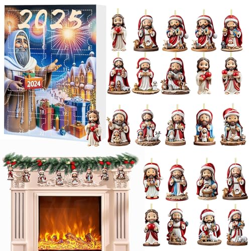Adventskalender | Set mit 24 Jesus-Anhängern für Countdowns, festliche Wanddekoration, Acryl, 2D, für Versammlungen und Partys Adventskalender | Set mit 24 Jesus-Anhängern für Countdowns, festliche Wanddekoration, Acryl, 2D, für Versammlungen und Partys von Générique