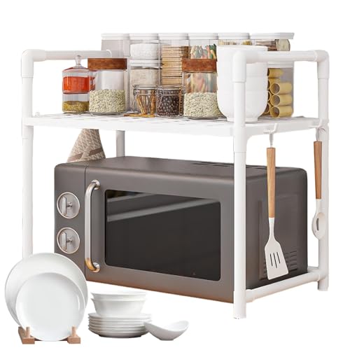 Backwarenständer für die Küche, Mikrowelle, verstellbar, robust, Organizer für Küchenutensilien und Besteck, mit Haken, platzsparende Lösung von Générique