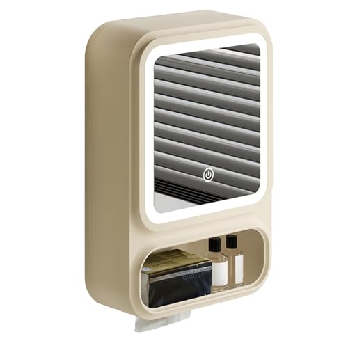 Badezimmerschrank – Unterschrank für Tür zur Wandmontage | Badezimmerspiegel mit integriertem Organizer, LED-Lichtern, Magnetspender, modernes Design von Générique