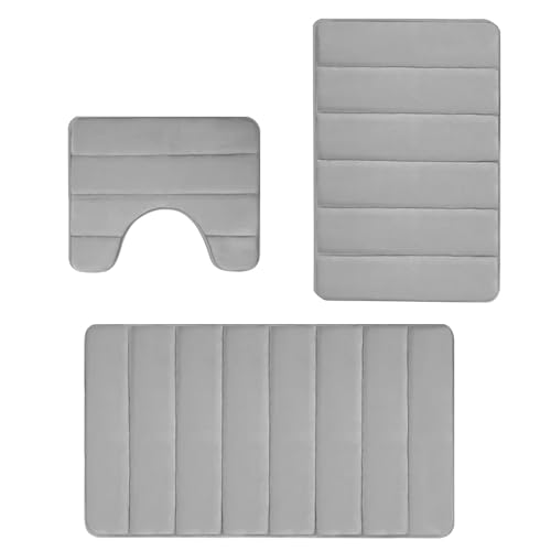 Badezimmerteppich – 3-teiliges Badezimmerteppich-Set | rutschfester Badezimmerteppich für Badezimmer | Badvorleger für Badezimmer | quadratischer Teppich aus Frottee Absor Badezimmerteppich – 3-teiliges Badezimmerteppich-Set | rutschfester Badezimmerteppich für Badezimmer | Badvorleger für Badezimmer | quadratischer Teppich aus Frottee Absor von Générique