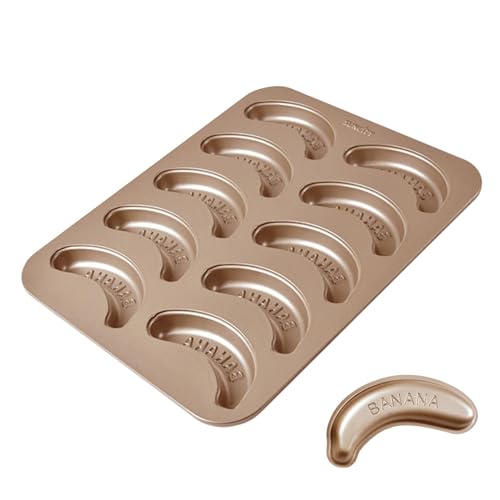 Bananenform, Bananenkuchenform, Bananen-Backform, multifunktionale Backform mit 10 Mulden, antihaftbeschichtetes Backzubehör für die Herstellung von Keksen, und D Bananenform, Bananenkuchenform, Bananen-Backform, multifunktionale Backform mit 10 Mulden, antihaftbeschichtetes Backzubehör für die Herstellung von Keksen, und D von Générique