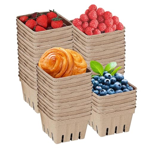 Beerenkorb aus Zellstofffaser | 50 Stück Berry-Pint PATAIN – Sammelkorb aus Papier, quadratisch, natürliche Zellstofffaser, umweltfreundlich, für Obst, Beerenkorb aus Zellstofffaser | 50 Stück Berry-Pint PATAIN – Sammelkorb aus Papier, quadratisch, natürliche Zellstofffaser, umweltfreundlich, für Obst, von Générique