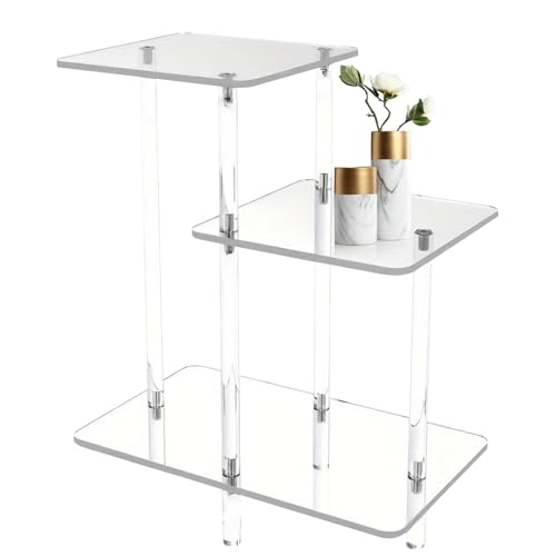 Beistelltisch aus Acryl, modern, kompakt | Nachttisch transparent mit 3 Ebenen für Bücher, Wohnzimmer, Eingang, Flur, Telefon, Schlafzimmer, Haus, Wohnung, Terrasse von Générique