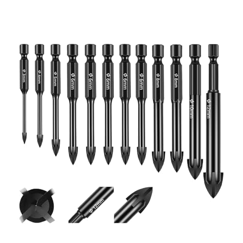 Betonbohrer – Spitze aus Hartmetall, industrielle Beständigkeit, Mehrzweck-Set, Hartmetall, Glas, Holz, Metall, Keramik, Zement, , Stein von Générique