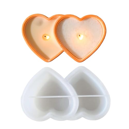 -Kerzen-Silikonform | Wachsform mit Doppelherz | Form zur Herstellung von Aromatherapie-Kerzen | dekorative Desktop-Ornamente | wasserdichte Silikongipsformen von Générique