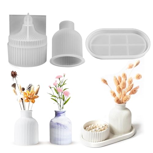 Blumenvasenformen aus Silikon - Silikonharz Vasenformen | Epoxidharz Gießform für Vase, Display Ornament Formen für Zementgips aus Harz, Lagerform D von Générique