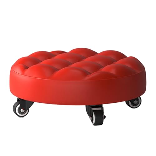 Bodenstuhl für Erwachsene - Niedriger Rollstuhl | Runder Niedriger Rollstuhl | Rollhocker aus PU-Leder, geringe Höhe mit 4 Rädern, Mehrzweck-Bodenstuhl, Ladenhocker für den Bodenstuhl für Erwachsene - Niedriger Rollstuhl | Runder Niedriger Rollstuhl | Rollhocker aus PU-Leder, geringe Höhe mit 4 Rädern, Mehrzweck-Bodenstuhl, Ladenhocker für den von Générique