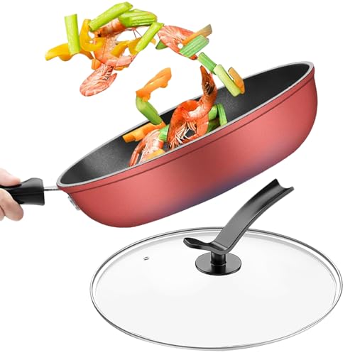 Bratpfanne, antihaftbeschichtet, mit Deckel, für Induktionsherde geeignet | Küchenzubehör, ergonomische Bratpfanne für Frühstück, Snacks, Omelett, Pfannkuchen und Steak und Bratpfanne, antihaftbeschichtet, mit Deckel, für Induktionsherde geeignet | Küchenzubehör, ergonomische Bratpfanne für Frühstück, Snacks, Omelett, Pfannkuchen und Steak und von Générique
