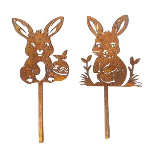 Bunny Garden Stakes – Schöne Kaninchen Gartenornamente, Blumentopf-Dekoration aus Metall – für Gärten im Freien, Blumentöpfe, Rasen, Blumenbeete, Einsätze von Générique