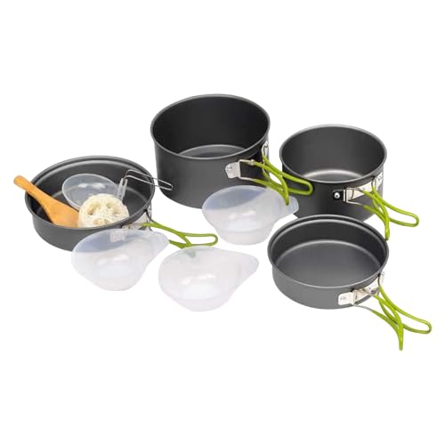 Camp Cooking Set, Aluminium Stackable Cookware, Nonstick Pot and Pans, Phantom Handle Design for Skald Protection, Odor-Free, Use for Outdoor Tailgating Survival Travel RV von Générique