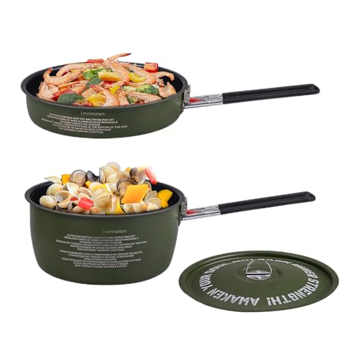 Camping-Küchenset – Kochtopf und Camping-Küchenpfanne, stapelbare Utensilien für Eintopf und gleichmäßiges Frittieren, ideal für Picknick, Familie, Wandern, Ausflug, , Reise von Générique