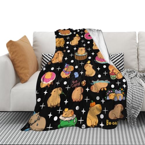 Capybara-Decke – weiche Decke Capybara | leichte Flanelldecke | niedlich und warm mit Capybara-Motiv | Capybara-Decke aus Flanell für Sofa, Schlafzimmer von Générique