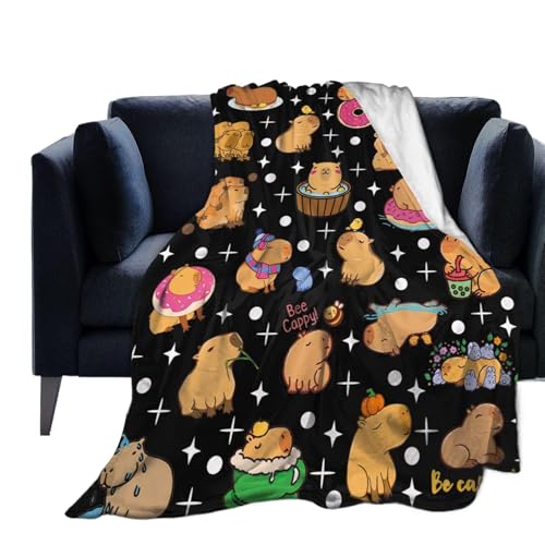 Capybara-Decke – weiche Decke Capybara | leichte Flanelldecke | niedlich und warm mit Capybara-Motiv | Capybara-Decke aus Flanell für Sofa, Schlafzimmer von Générique