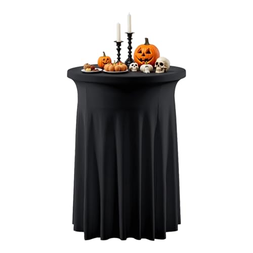 Cocktail-Tischrock – runde Tischdecke | Cocktail-Schreibtischrock | Rüschenstoff aus Spandex | runde Rüschen für Halloween Party Dinning Room Kitchen Innen Bankett Außen Cocktail-Tischrock – runde Tischdecke | Cocktail-Schreibtischrock | Rüschenstoff aus Spandex | runde Rüschen für Halloween Party Dinning Room Kitchen Innen Bankett Außen von Générique