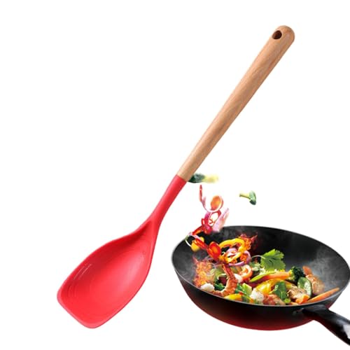 Cooking Spoon – Soup Spoons | Dishwasher Safe Heat Resistant Nonstick Wooden Handle Cooking Spatel for Cooking And Baking, Kitchen Utensils for Easy Cleaning von Générique
