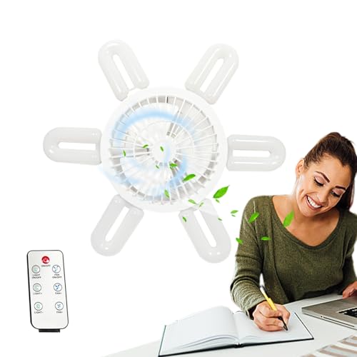 Deckenventilator mit leichtem Nachtlicht und Deckenventilator Sockel | Leichter Lampenfassung – 3 Farben dimmbar, einstellbare Geschwindigkeiten, leise Klappblätter von Générique