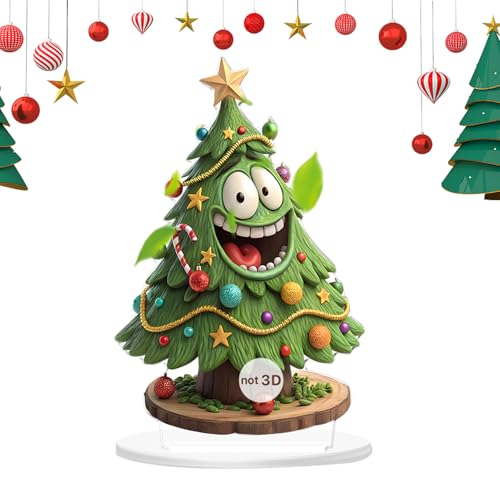 Dekoration für den Schreibtisch, Weihnachten, 2D-Weihnachtsbaum aus Acryl, dekorativ, für Tisch, Party, Mittelstück für Regal, Büro, Bibliothek, Schrank, Kommode, Fensterbank, Kamin von Générique