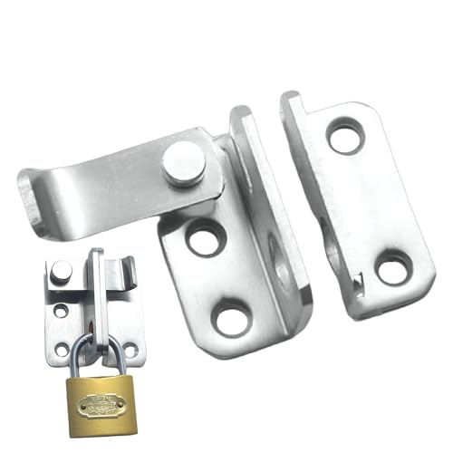Door Padlock Latch – Schranktür | Tür Security Latch | Safety Door Lock | Edelstahl Türschloss | Einfache Tür Bolt Latch für Schiebetüren, Wardrobe Doors, Schranktüren, Home von Générique