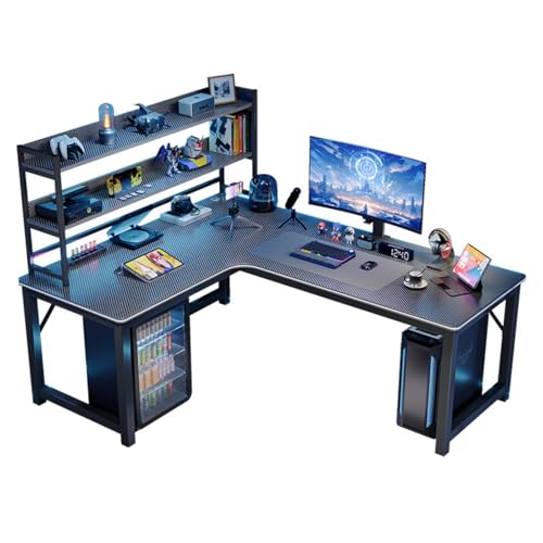 Doppel-Gamingtisch mit linker und rechter Ecke austauschbarer Computertisch mit Regal, Kohlefasertisch mit mehreren Größen zur Auswahl, genießen Sie den Spaß am Doppelspiel/Büro! Doppel-Gamingtisch mit linker und rechter Ecke austauschbarer Computertisch mit Regal, Kohlefasertisch mit mehreren Größen zur Auswahl, genießen Sie den Spaß am Doppelspiel/Büro! von Générique