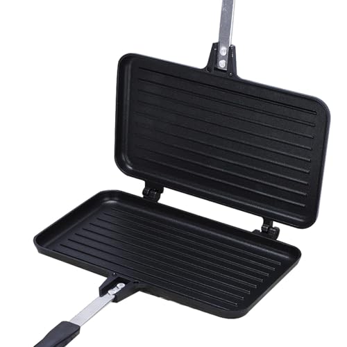 Doppelseitiger Sandwich-Pfanne – Antihaft-Frittieren mit hitzebeständigem Griff, Kochwerkzeug für Hausküche | gegrilltes Frühstück von Hersteller im schaumigen Stil, Waffeln mit F-Beschichtung von Générique