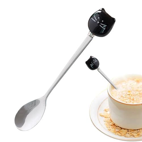 Edelstahl-Katzenlöffel – niedliches Tier-Design Teaspoon mit poliertem und gebogenem Paw Griff, perfekt zum Stirring und Servieren | Lustiger süßer Kaffeebecher für Tee-Eiscreme Dessert Kitchen G von Générique