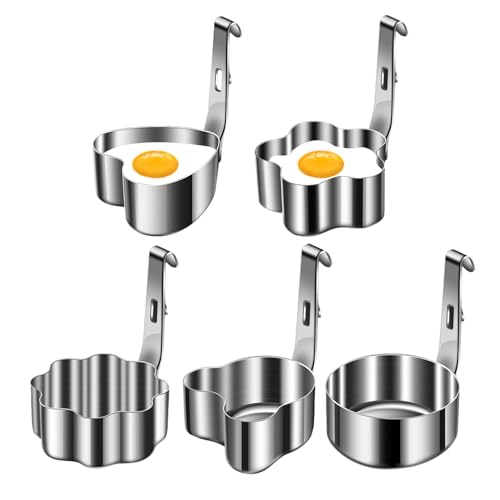 Eierring – Eierform für Grill Fritteuse – Set mit 5 Ringen antihaftbeschichtet aus Edelstahl für Burger, Pfannkuchen, Omelette Eierring – Eierform für Grill Fritteuse – Set mit 5 Ringen antihaftbeschichtet aus Edelstahl für Burger, Pfannkuchen, Omelette von Générique