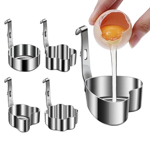 Eierringe für Grill | Eierformen für Grill Fritteuse, 5-teiliges Küchenwerkzeug aus Edelstahl für Omelette, Burger, Sandwiches, englische Muffins, Crumpets, Pfannkuchen von Générique
