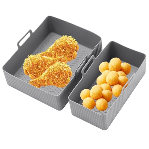 Einlagen für Luftfritteuse – 2 x Einsätze für Luftfritteuse | Silikonfutter für Luftfritteuse | rechteckiger Korb für Luftfritteuse | Silikon-Backform | Silikonbeschichtung von Générique