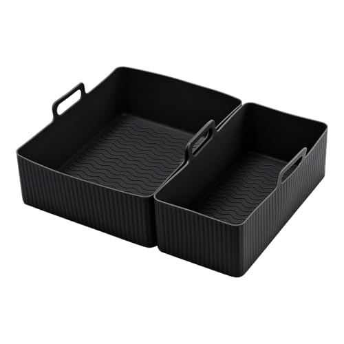 Einlagen für Luftfritteuse – 2 x Einsätze für Luftfritteuse | Silikonfutter für Luftfritteuse | rechteckiger Korb für Luftfritteuse | Silikon-Backform | Silikonbeschichtung von Générique