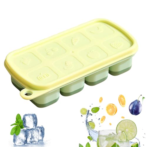 Eiswürfelschalen aus Silikon – auslaufsichere Eiswürfelform, Silikon-Tablett | 8 Cavity Ice Cubes Maker, quadratische Eiswürfelformen, wiederverwendbare Gefriertabletts mit C von Générique