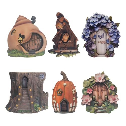 Fairy Door, Miniatur Tree Gate, 2D Holz Outdoor Decor, Natürliche Holzmaserung, Wasserfeste Gartendekoration für Baum, Trunk, Wand, , Hinterhof, Yard Decoration, 3,94 Zoll von Générique